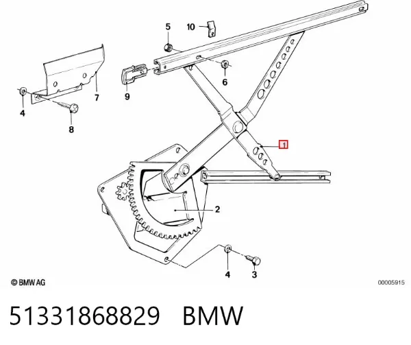 Mecanismo de acionamento de vidro da porta dianteira esquerda BMW 5 E28