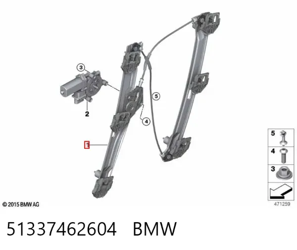 Mecanismo de acionamento de vidro da porta dianteira direita BMW X2 F39