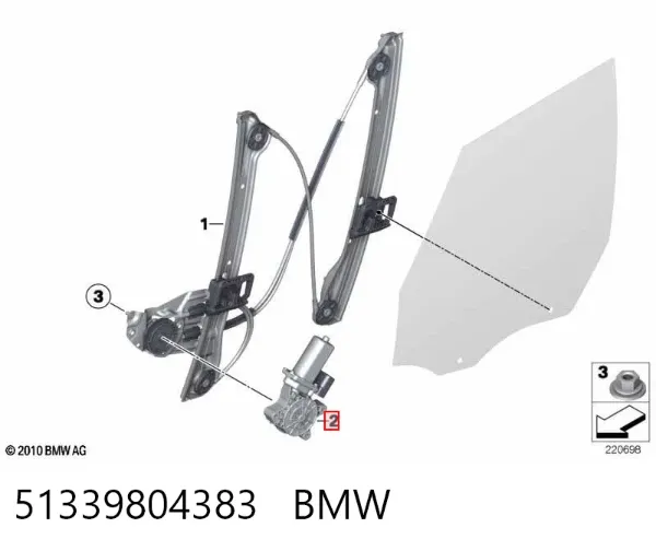 Motor de acionamento de vidro da porta dianteira esquerda 51339804383 BMW