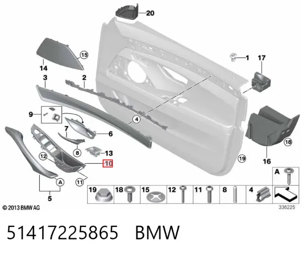 Maçaneta externa da porta dianteira 51417225865 BMW