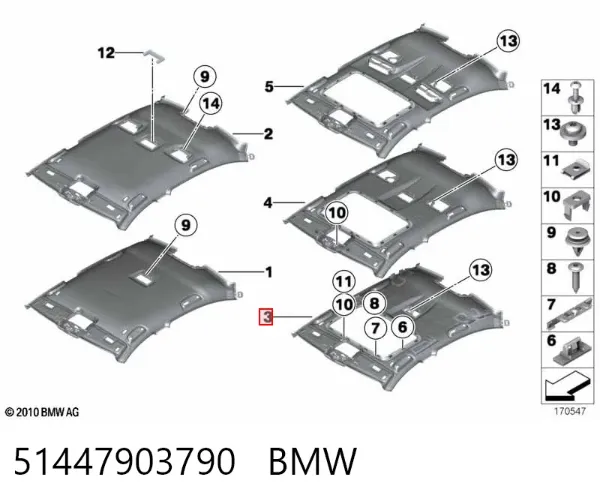 Revestimento do teto 51447903790 BMW