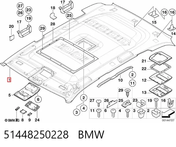 Revestimento do teto 51448250228 BMW