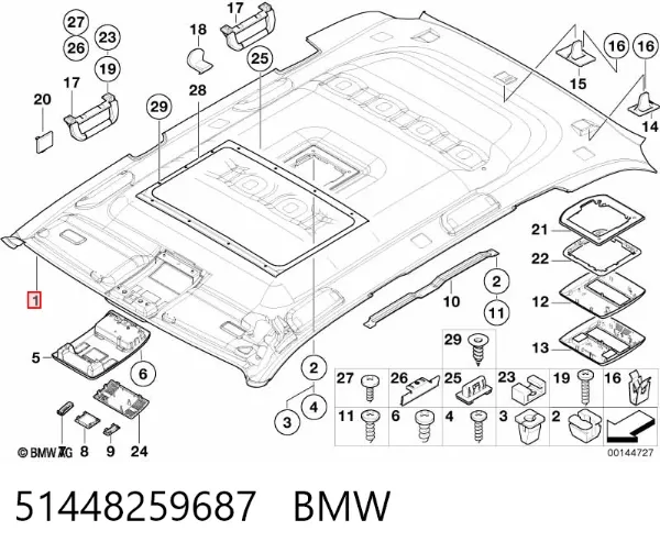 Revestimento do teto BMW X5 E53