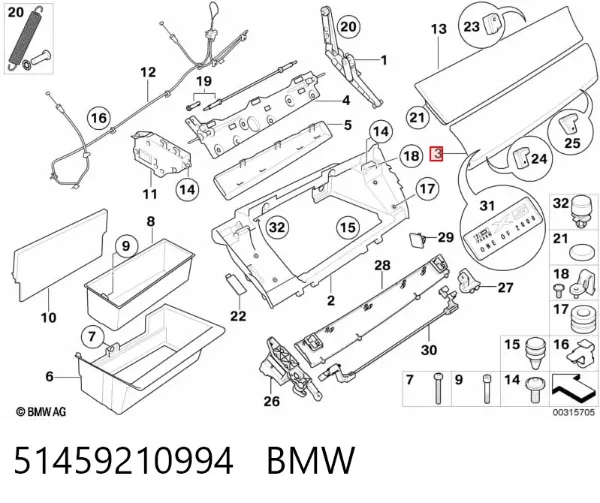 Tampa da caixa para luvas (porta-luvas) BMW X5 E70