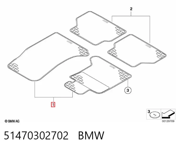 Tapete dianteiro, kit de 2 un. 51470302702 BMW