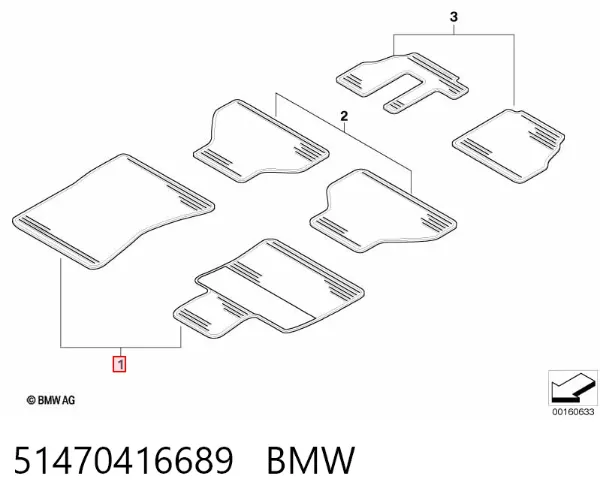 Tapete dianteiro, kit de 2 un. 51470416689 BMW