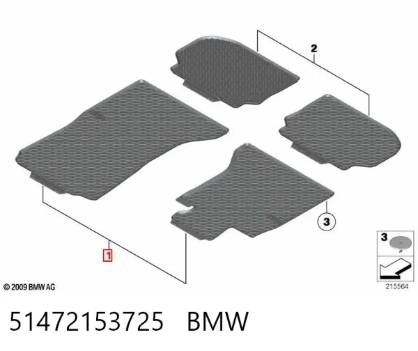 Tapete dianteiro, kit de 2 un. 51472153725 BMW