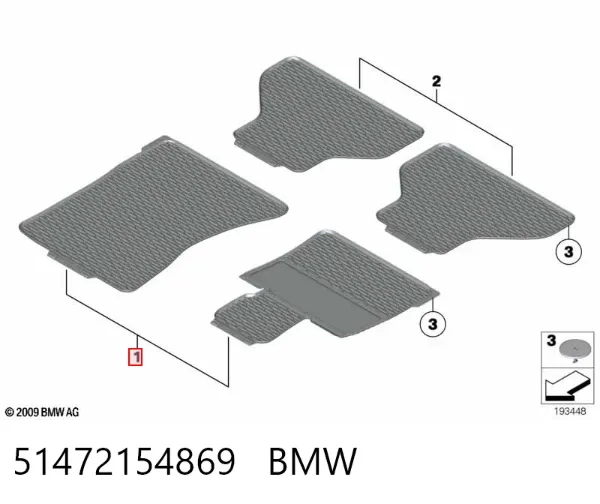 Tapete dianteiro, kit de 2 un. 51472154869 BMW