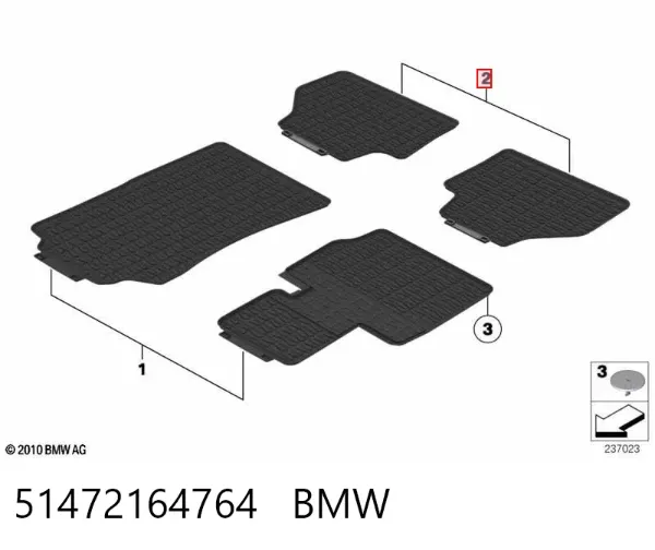 Tapete traseiro, kit de 2 un. 51472164764 BMW