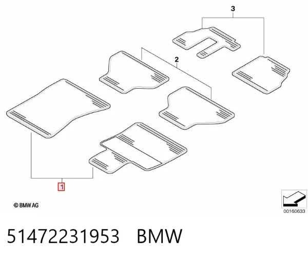 Tapete dianteiro, kit de 2 un. 51472231953 BMW
