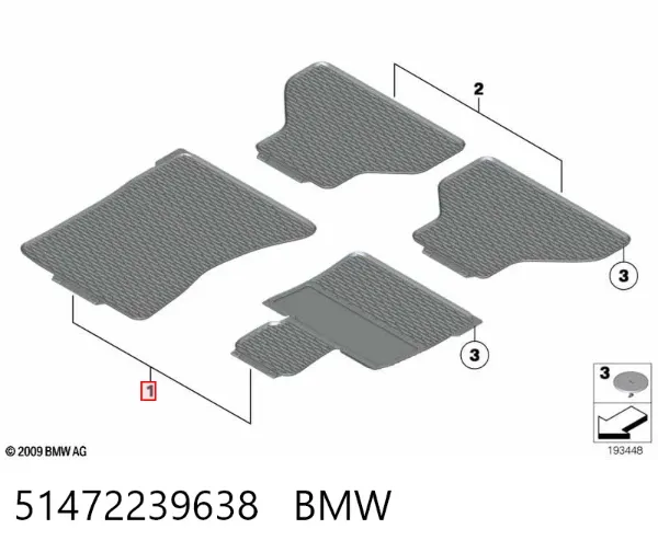 Tapete dianteiro, kit de 2 un. 51472239638 BMW