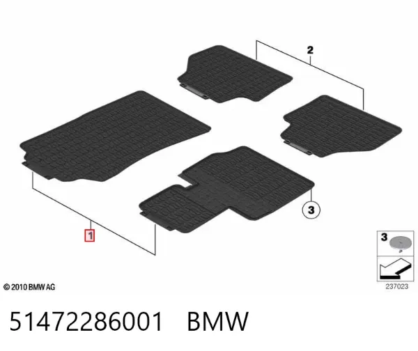 Tapete dianteiro, kit de 2 un. 51472286001 BMW