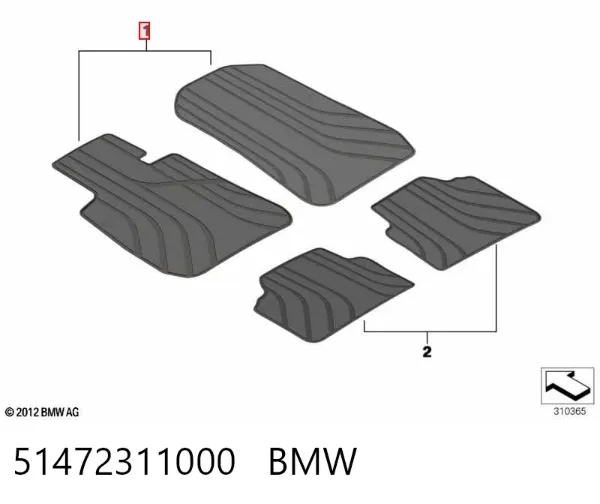 Tapete dianteiro, kit de 2 un. 51472311000 BMW