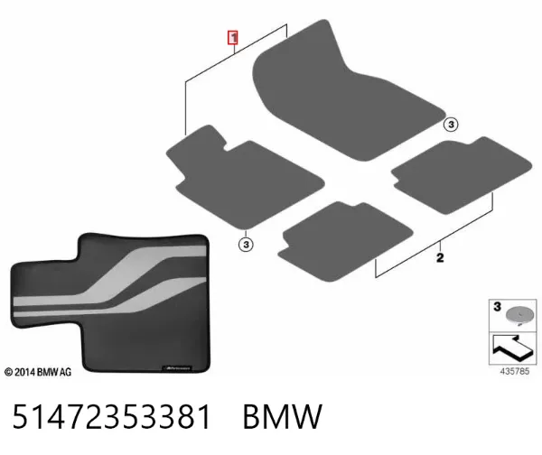 Tapete dianteiro, kit de 2 un. 51472353381 BMW