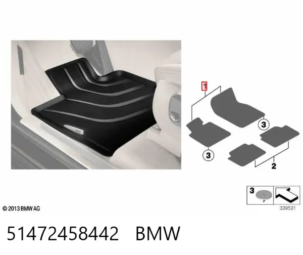 Tapete dianteiro, kit de 2 un. 51472458442 BMW