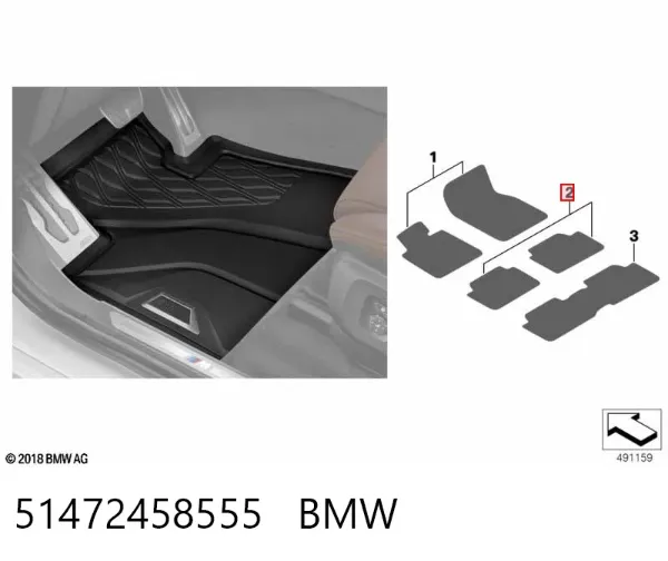 Tapete traseiro, kit de 2 un. 51472458555 BMW