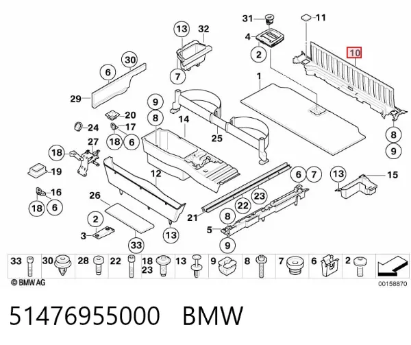 Cobrimento de painel traseiro de porta-malas 51476955000 BMW