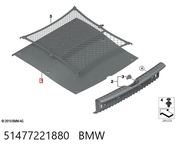 Cobrimento da seção de bagagem inferior 51477221880 BMW