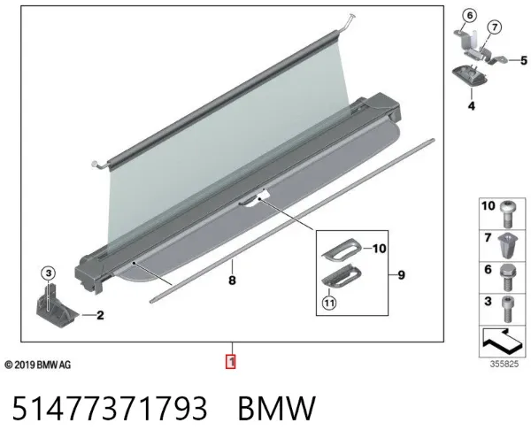 Estore da seção de bagagem 51477371793 BMW