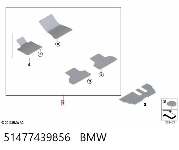 Tapete dianteiro, kit de 2 un. 51477439856 BMW