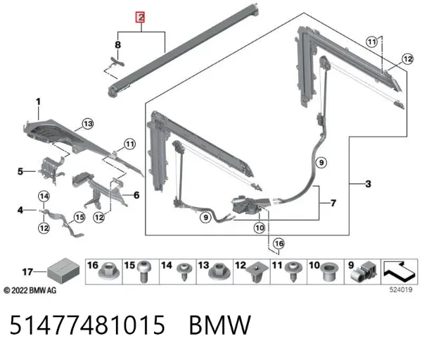 Estore da seção de bagagem 51477481015 BMW