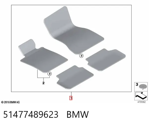 Tapetes dianteiros + traseiros, kit 51477489623 BMW