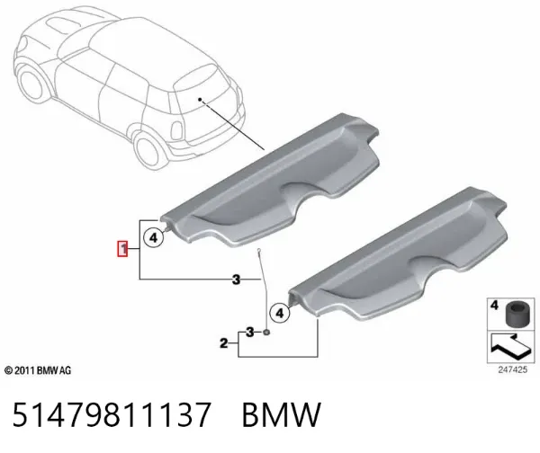 Prateleira de salão traseira 51479811137 BMW