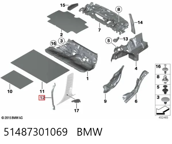 Compactador do pára-lama 51487301069 BMW