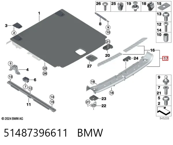 Cobrimento de painel traseiro de porta-malas 51487396611 BMW