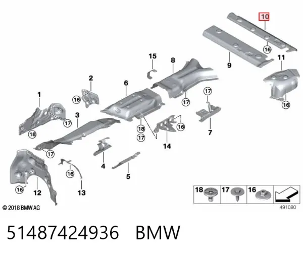 Proteção (tela térmica) do sistema de escape 51487424936 BMW
