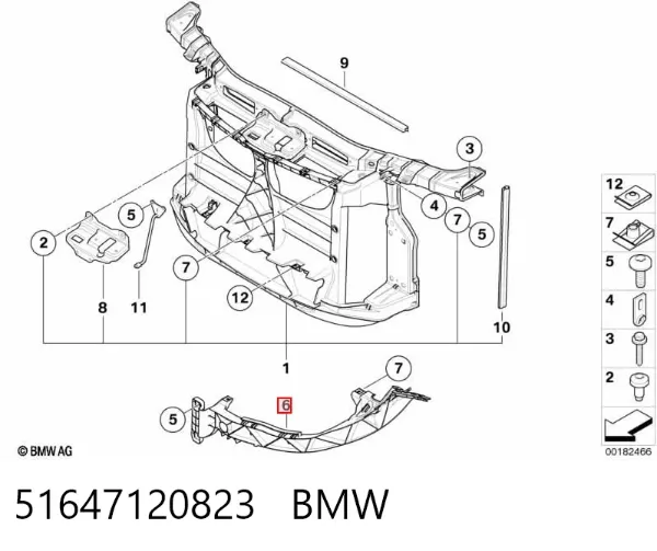 Consola (adaptador) de fixação da luz dianteira esquerda 51647120823 BMW