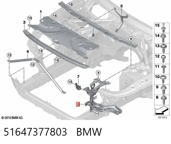 Consola (adaptador) de fixação da luz dianteira esquerda 51647377803 BMW