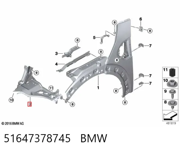 Consola (adaptador) de fixação da luz dianteira esquerda 51647378745 BMW