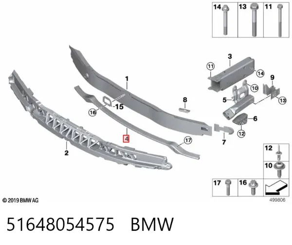 Reforçador do pára-choque dianteiro 51648054575 BMW