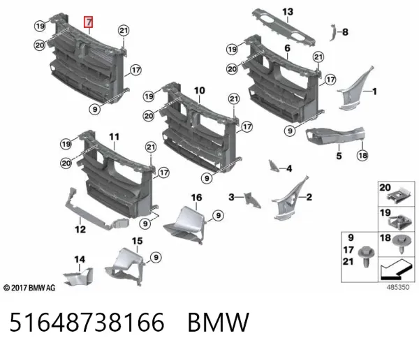 Conduto de ar (defletor) do radiador 51648738166 BMW