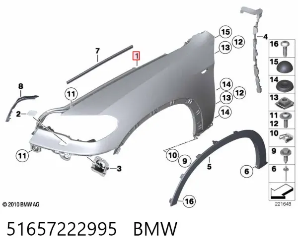 Pára-lama dianteiro esquerdo 51657222995 BMW