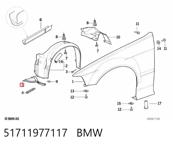 Proteção esquerda do pára-choque dianteiro 51711977117 BMW