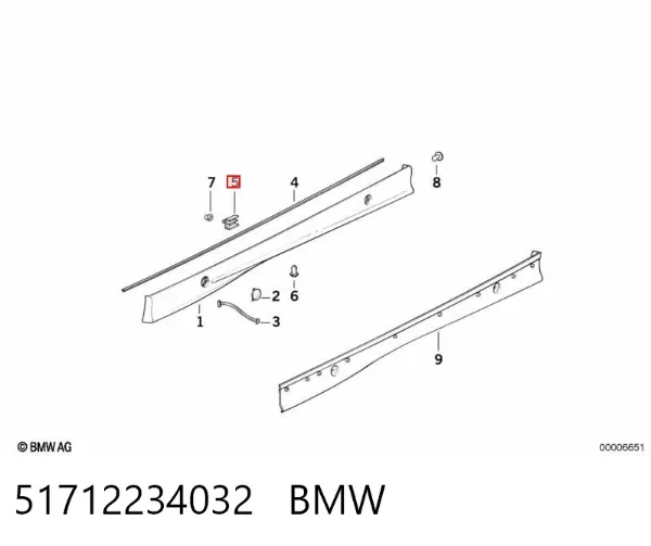 Cápsula (prendedor) de fixação de moldura de pára-brisas 51712234032 BMW