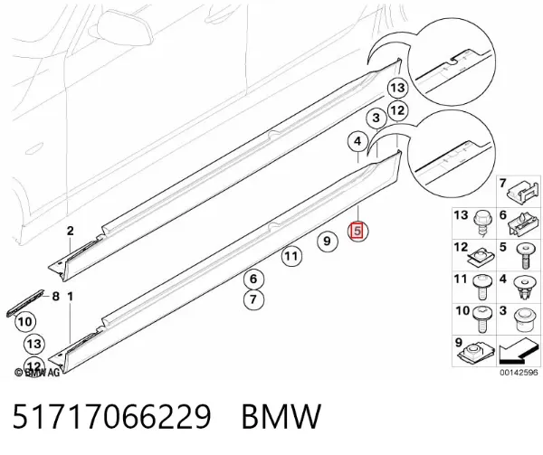Cápsula (prendedor) de fixação de placas sobrepostas do acesso 51717066229 BMW