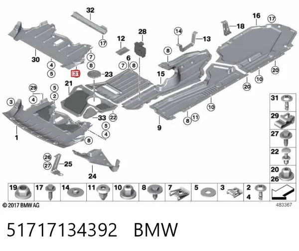 Tampão de panela de motor 51717134392 BMW