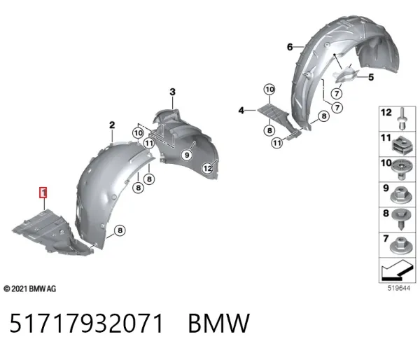 Proteção esquerda do pára-choque dianteiro 51717932071 BMW