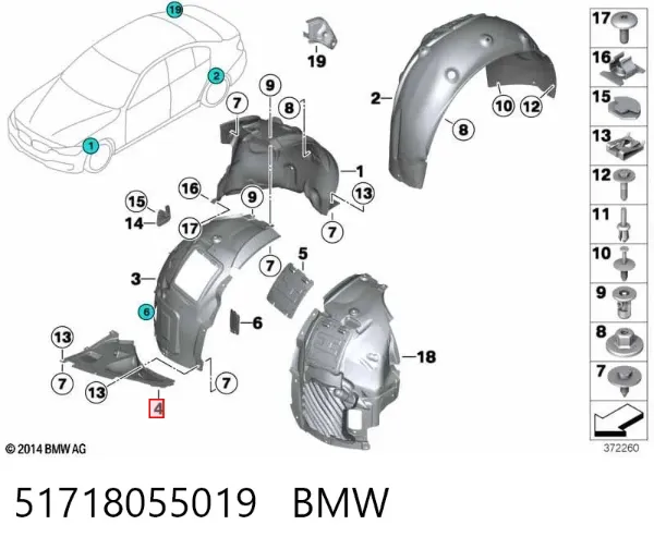 Proteção esquerda do pára-choque dianteiro 51718055019 BMW