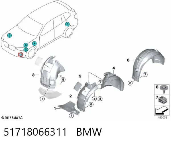 Proteção de motor esquerdo 51718066311 BMW