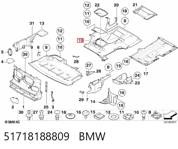 Proteção de fundo, parte média 51718188809 BMW