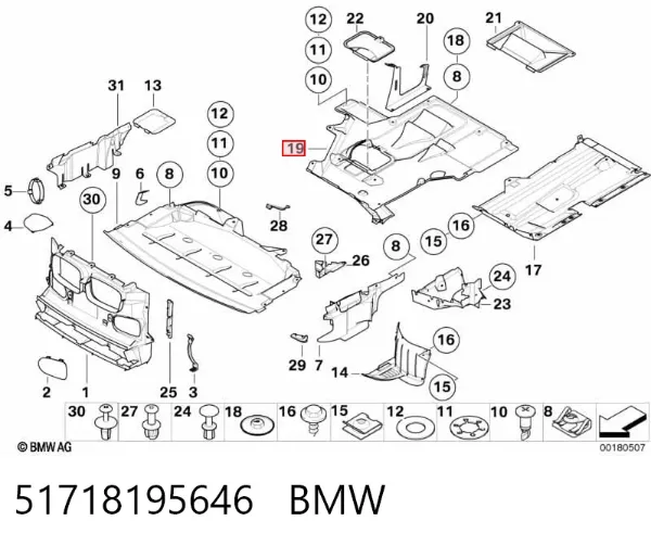 Proteção de fundo, parte média 51718195646 BMW