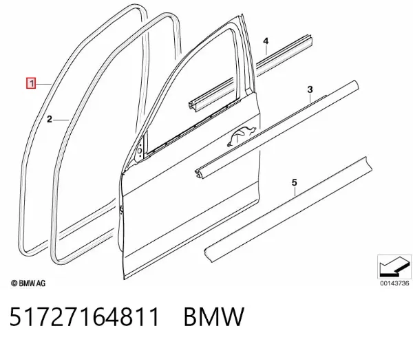Compactador da porta dianteira (na carroçaria) 51727164811 BMW