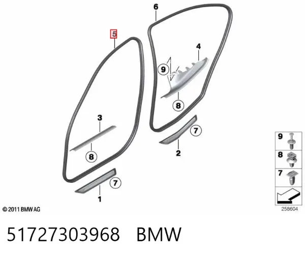 Compactador da porta dianteira (na carroçaria) 51727303968 BMW