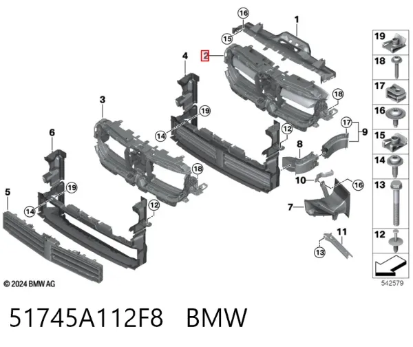 Perciana do radiador de esfriamento 51745A112F8 BMW