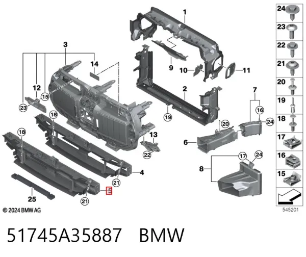 Perciana do radiador de esfriamento 51745A35887 BMW