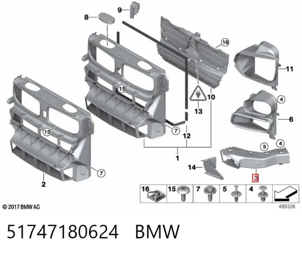Conduto de ar do freio de disco direito 51747180624 BMW